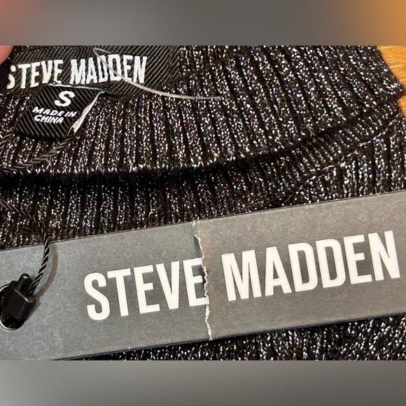 NWT Revolve Steve Madden Nadina Metallic LS Sweater Dress in Black & Silver, S - Picture 11 of 15